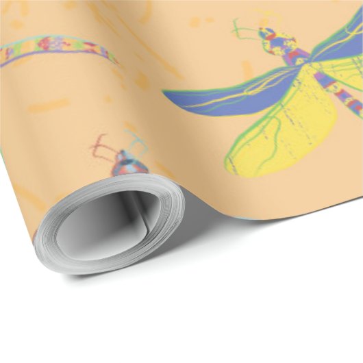 farbenfrohe Libellen Geschenkpapier (Rolleneckpunkt)