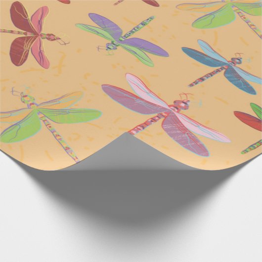 farbenfrohe Libellen Geschenkpapier (Ecke)