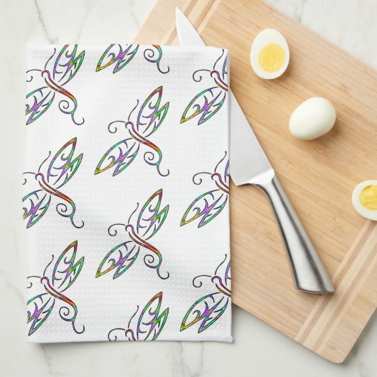 Farbenfrohe Libellen Geschirrtuch (Viertel Falte)