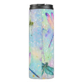 Farbenfrohe Libellen Glitzer Hintergrund Thermosbecher (Rückseite)