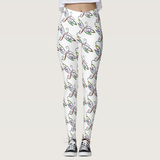 Farbenfrohe Libellen Leggings (Vorderseite)