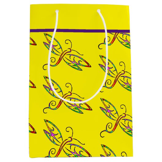 Farbenfrohe Libellen Mittlere Geschenktüte (Vorderseite)