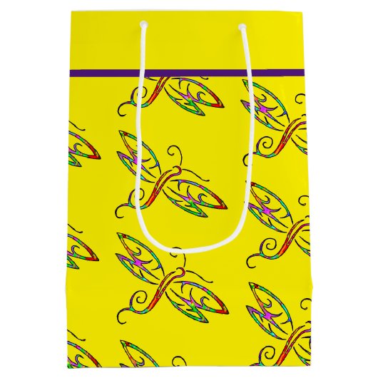 Farbenfrohe Libellen Mittlere Geschenktüte (Rückseite)