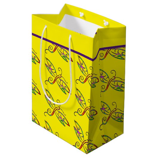 Farbenfrohe Libellen Mittlere Geschenktüte (Rückseite Schrägansicht)
