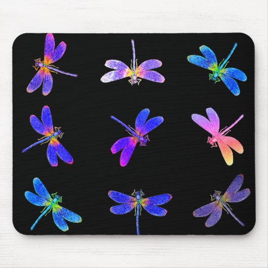 Farbenfrohe Libellen Mousepad (Vorne)
