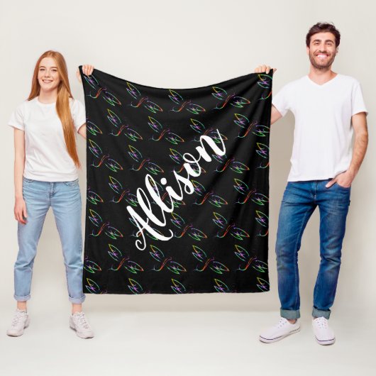 Farbenfrohe Libellen personalisierte Fleecedecke (Beispiel)