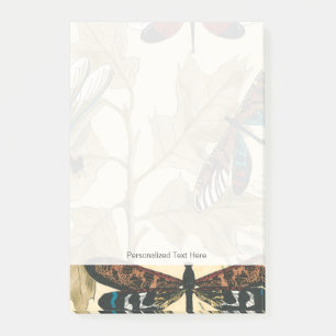 Farbenfrohe Libellen über den Blätter Post-it Klebezettel