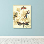 Farbenfrohe Libellen über den Blätter schweben Leinwanddruck (Insitu (Holzboden))