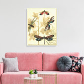 Farbenfrohe Libellen über den Blätter schweben Leinwanddruck (Insitu (Wohnzimmer))