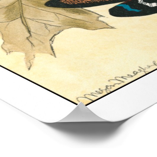 Farbenfrohe Libellen über den Blätter schweben Poster (Ecke)