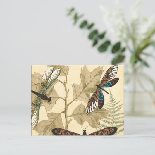 Farbenfrohe Libellen über den Blätter schweben Postkarte (Stehend Vorderseite)