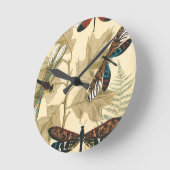 Farbenfrohe Libellen über den Blätter schweben Runde Wanduhr (Winkel)