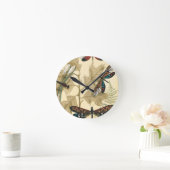 Farbenfrohe Libellen über den Blätter schweben Runde Wanduhr (Zuhause)