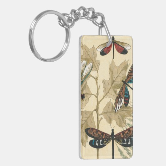 Farbenfrohe Libellen über den Blätter schweben Schlüsselanhänger (Vorderseite links)