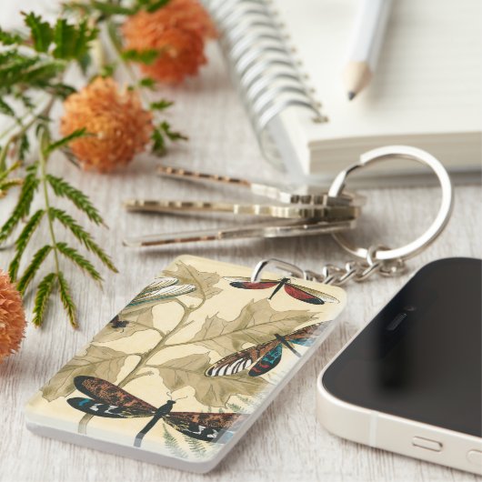 Farbenfrohe Libellen über den Blätter schweben Schlüsselanhänger (Vorderseite rechts)