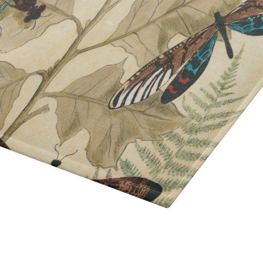 Farbenfrohe Libellen über den Blätter schweben Schneidebrett (Ecke)