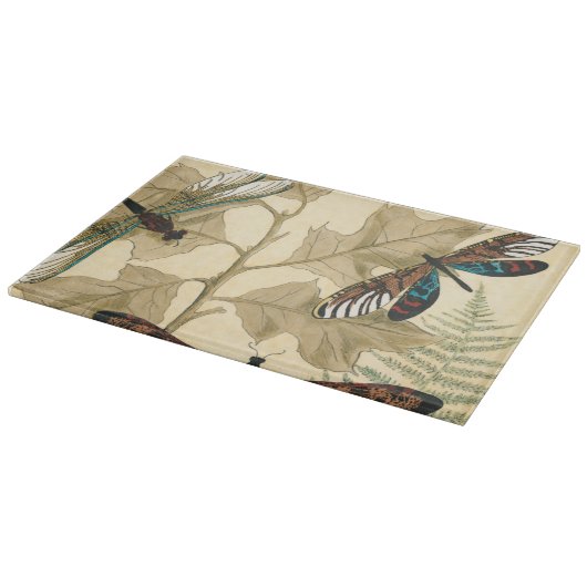 Farbenfrohe Libellen über den Blätter schweben Schneidebrett (Ecke)