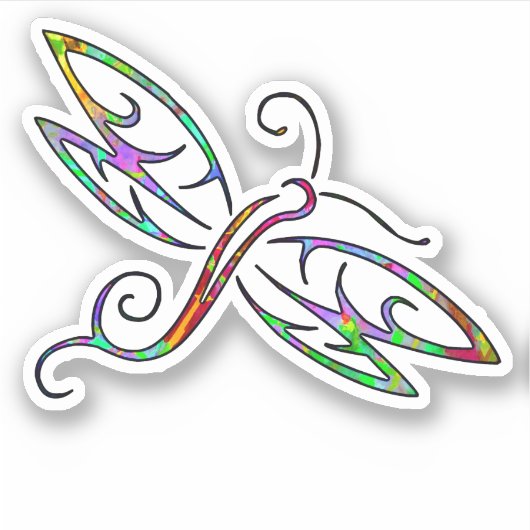 Farbenfrohe Libellenausschneidung Aufkleber (Vorderseite)