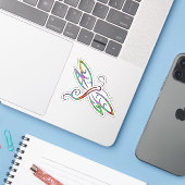 Farbenfrohe Libellenausschneidung Aufkleber (Laptop mit iPhone)