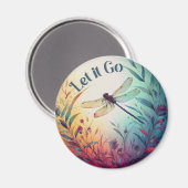Farbenfrohe Libellenblume Ließ es Go Inspirier Zit Magnet (Vorderseite/Rückseite)
