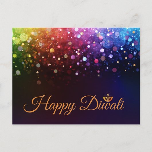 Farbenfrohe Lichter Happy Diwali Postkarte (Vorderseite)