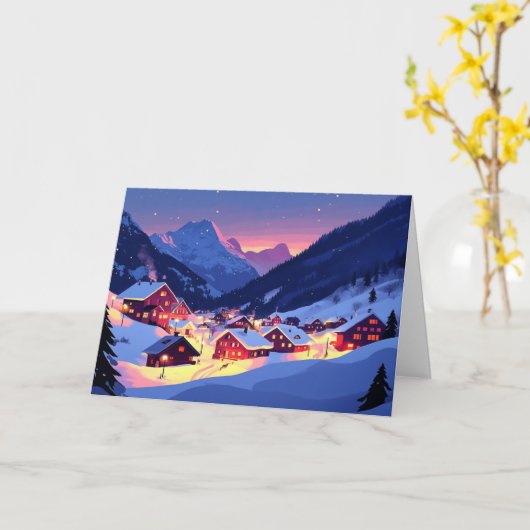 Farbenfrohe Lichter im Bergdorf Karte (Gelbe Blume)