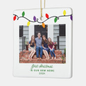 Farbenfrohe Lichter New Zuhause First Christmas Keramikornament (Links)