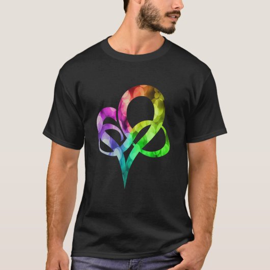 Farbenfrohe Lichter Unendlichkeit Herz Poly Pride T-Shirt (Vorderseite)