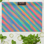 Farbenfrohe Lichtstrahlen fallen in Dunkelheit Geschirrtuch (Gefaltet)