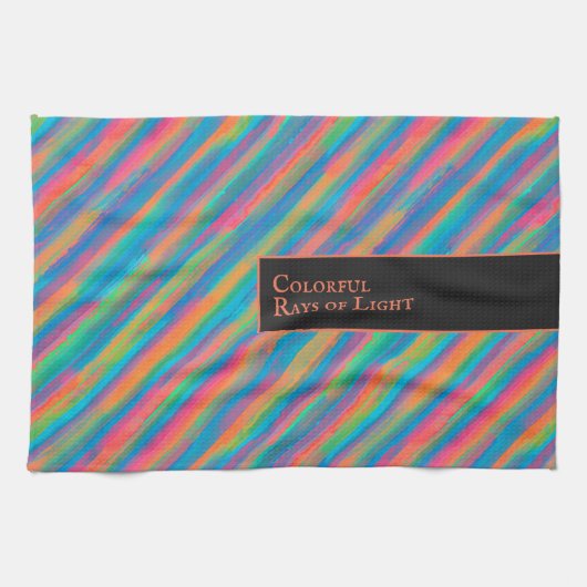 Farbenfrohe Lichtstrahlen fallen in Dunkelheit Geschirrtuch (Horizontal)