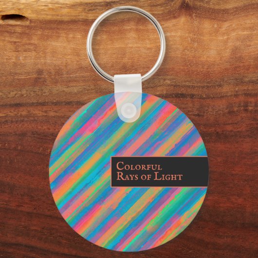 Farbenfrohe Lichtstrahlen fallen in Dunkelheit Schlüsselanhänger (Vorderseite)