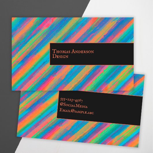 Farbenfrohe Lichtstrahlen fallen in Dunkelheit Visitenkarte