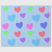 Farbenfrohe Liding Hearts auf Baby Blue Geschenkpapier (Flach)