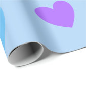 Farbenfrohe Liding Hearts auf Baby Blue Geschenkpapier (Rolleneckpunkt)