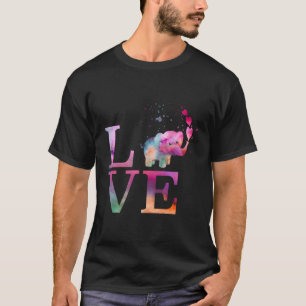 Farbenfrohe Liebe des Baby Elephant Appreciating D T-Shirt