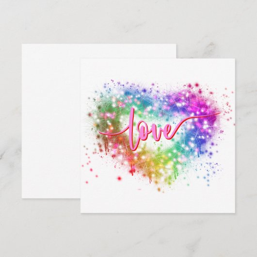 Farbenfrohe Liebe des Glitzer Einladung (Vorne/Hinten)