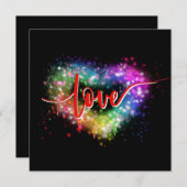 Farbenfrohe Liebe des Glitzer Einladung (Vorne/Hinten)