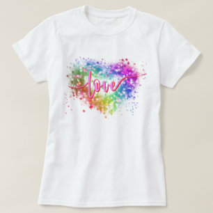 Farbenfrohe Liebe des Glitzer T-Shirt