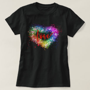 Farbenfrohe Liebe des Glitzer T-Shirt