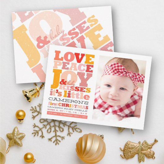 Farbenfrohe Liebe Frieden Freude und Baby Kisses B Einladung