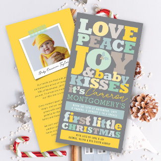 Farbenfrohe Liebe Frieden Freude und Baby Kisses B Feiertagskarte