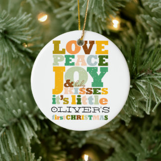 Farbenfrohe Liebe Frieden Freude und Baby Kisses N Keramikornament