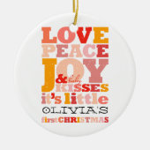 Farbenfrohe Liebe Frieden Freude und Baby Kisses N Keramikornament (Vorne)