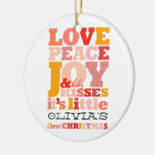 Farbenfrohe Liebe Frieden Freude und Baby Kisses N Keramikornament (Links)