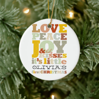 Farbenfrohe Liebe Frieden Freude und Baby Kisses N Keramikornament