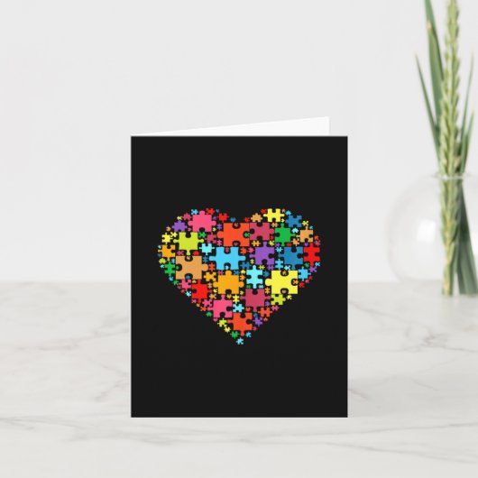 Farbenfrohe Liebe Herzform - Puzzle Autismus Aware Karte (Vorderseite)