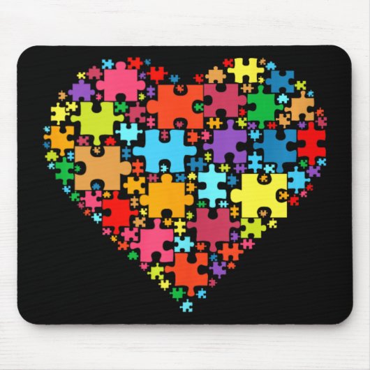 Farbenfrohe Liebe Herzform - Puzzle Autismus Aware Mousepad (Vorne)