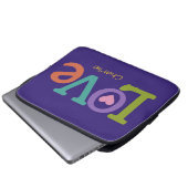 Farbenfrohe Liebe individuelle Name Laptop-Ärmel Laptopschutzhülle (Vorne Knopf)