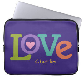 Farbenfrohe Liebe individuelle Name Laptop-Ärmel Laptopschutzhülle