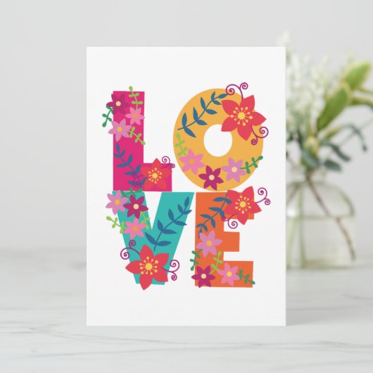 Farbenfrohe Liebe mit Blume Ankündigung (Stehend Vorderseite)